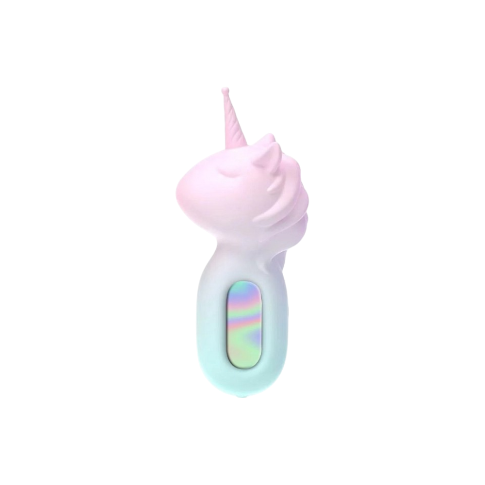 MAIA UNIE Unicorn Mini Wand Massager in pastel pink and blue with iridescent button design