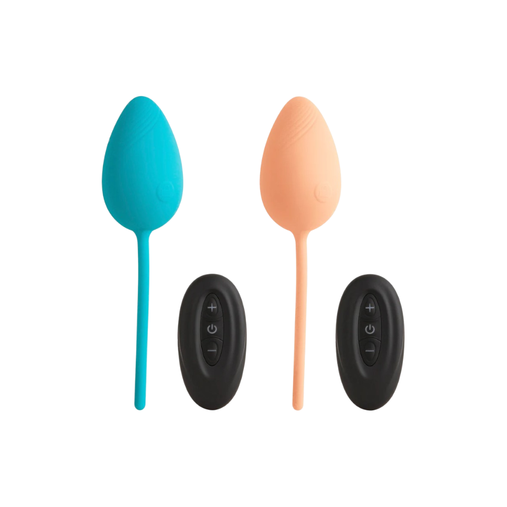 PLEASURES ODETTE Vibrating Egg with Remote Control – Turquoise and Peach Color Options