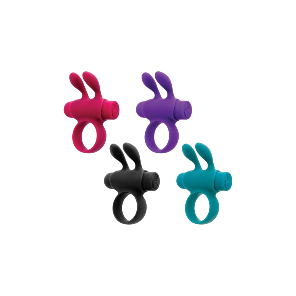 PLEASURES Rabbit Ring Vibrating Cock Ring in Turquoise – Dual Stimulation