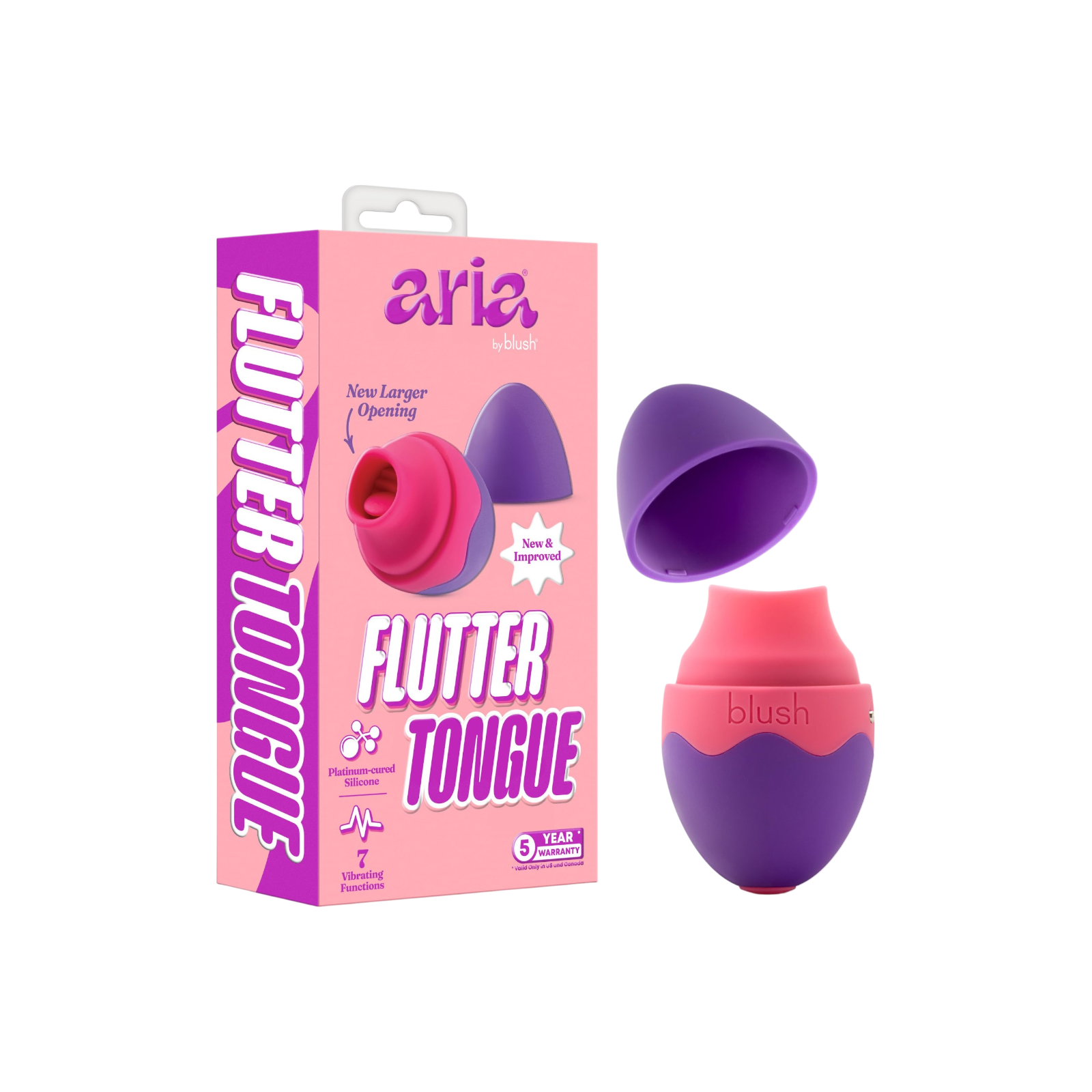 BLUSH ARIA Flutter Tongue Vibrating Egg in Purple – tongue-shaped clitoral stimulator with 7 vibrating functions