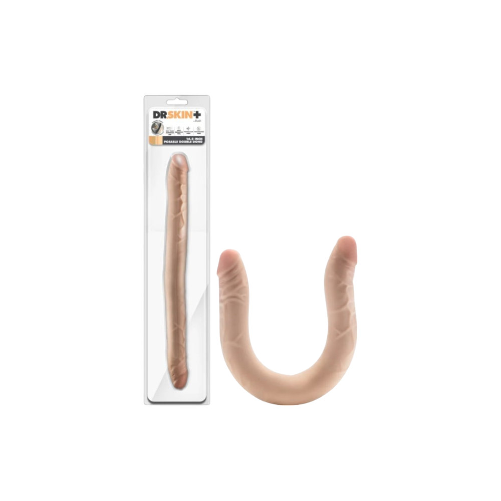 BLUSH DR. SKIN+ 16.5-inch posable realistic double-ended dildo with dual heads and lifelike texture