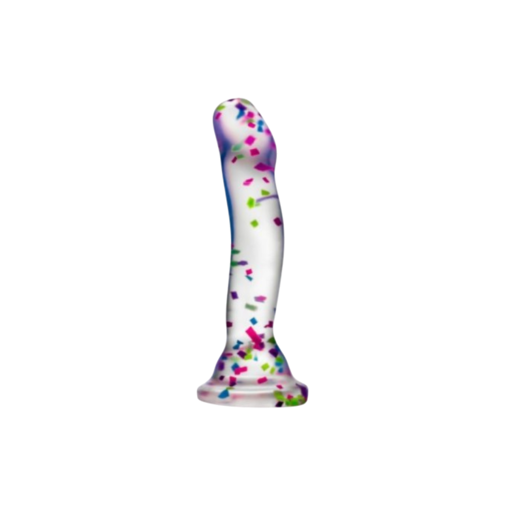 BLUSH HANKY PANKY 7.5-inch glow-in-the-dark dildo with colorful confetti design and suction base