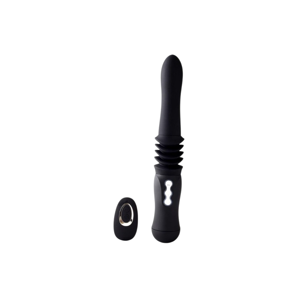 Black anal thrusting vibrator with remote control for deep backdoor stimulation – MAIA MAX Kit