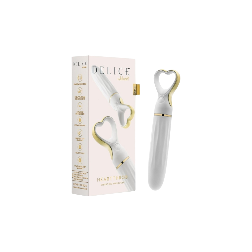 Blush Délice Heartthrob Vibrating Massager in White with Heart Handle – 10 Vibration Modes
