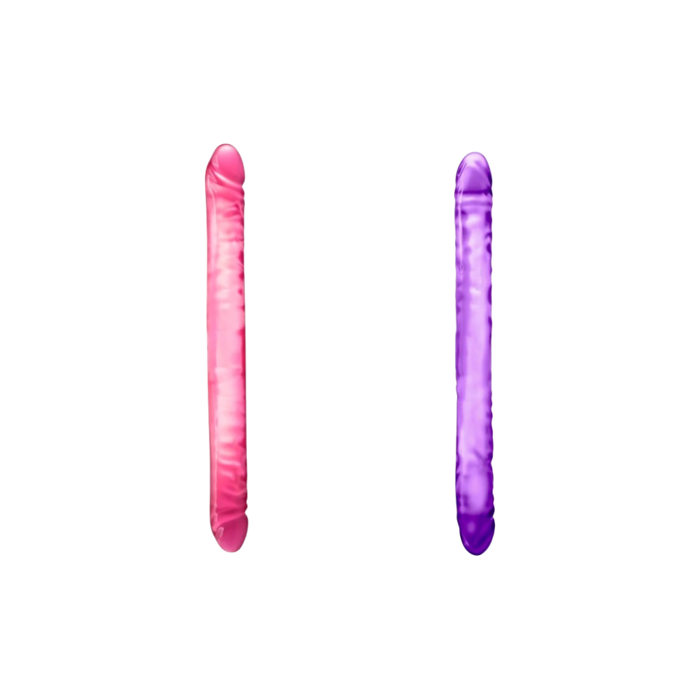 MAIA 16-inch double-ended dildo in light pink and purple with realistic shape