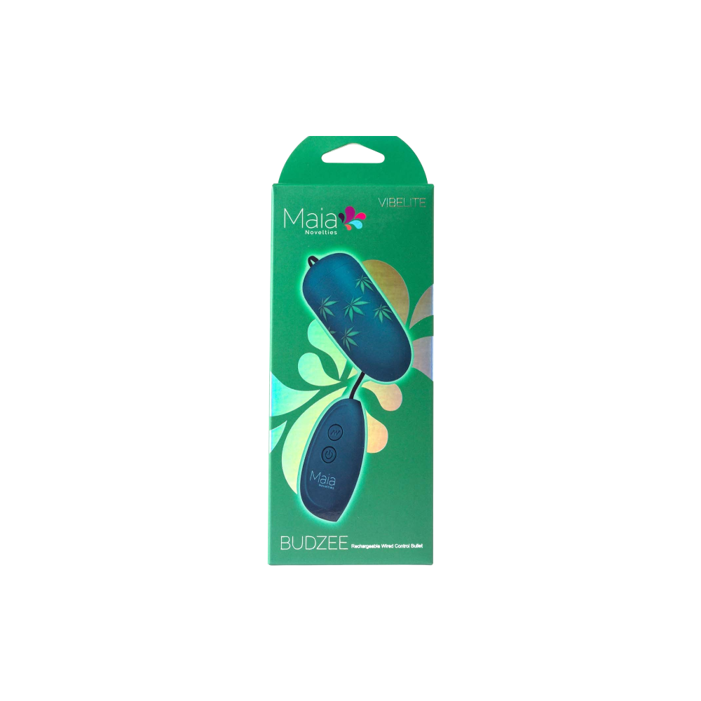 MAIA BUDZEE wired bullet vibrator with cannabis leaf design and remote control