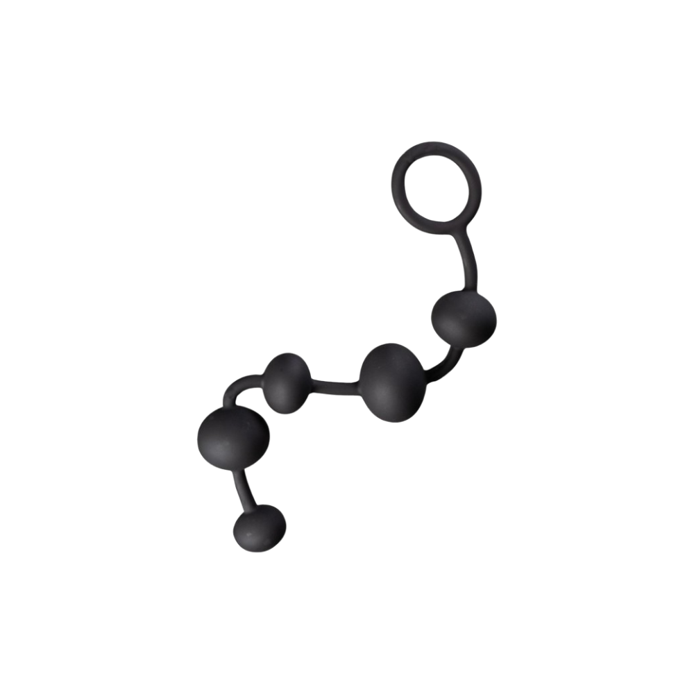 MAIA GRAYSON Anal Beads 11" with looped handle in black silicone