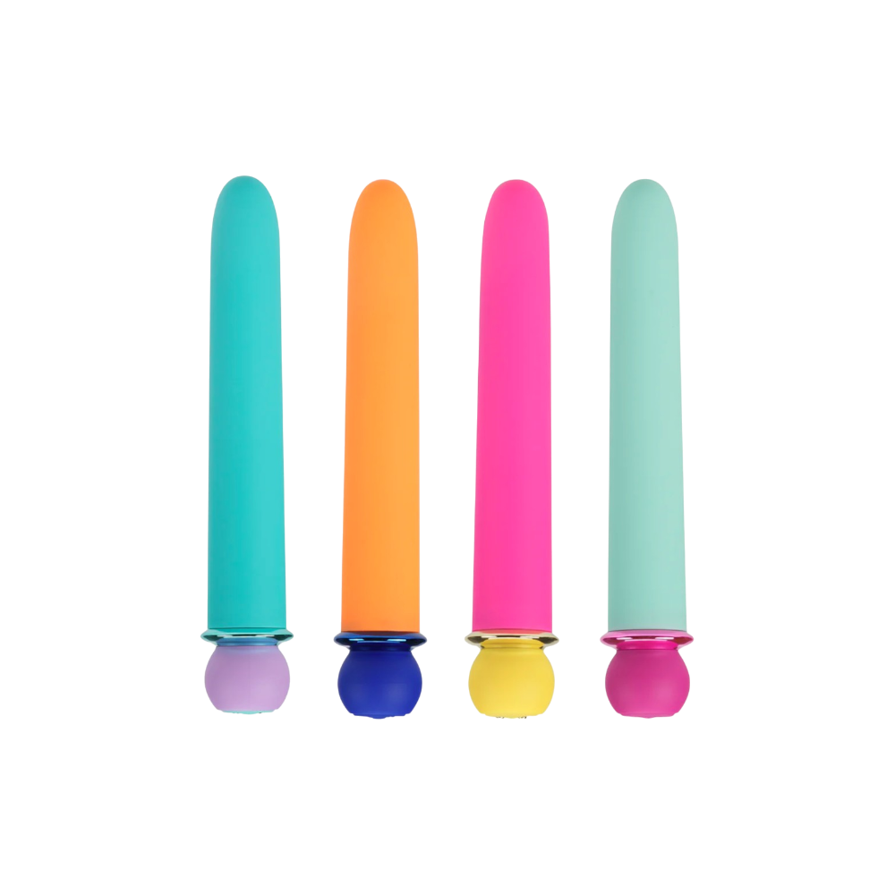 MAIA RORI Fierce Vibrator in Blue, Orange, Pink, and Teal – Long Bold Adult Toy