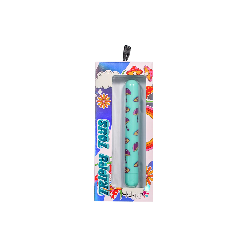 MAIA TRIPPY LUCY Bullet Vibrator with psychedelic mushroom-eye print in retail packaging