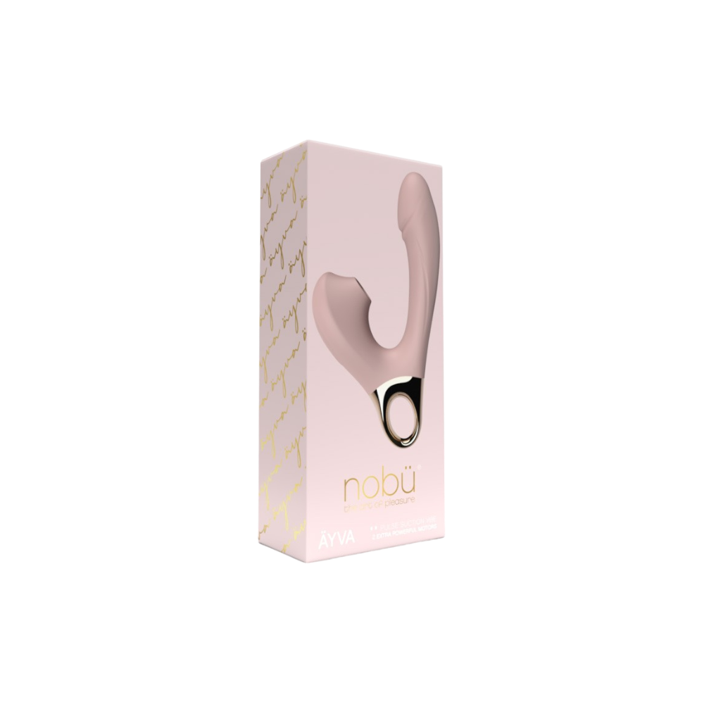 NOBU AYVA dual vibrator with pulse suction, designed for G-spot and clitoral stimulation in elegant packaging