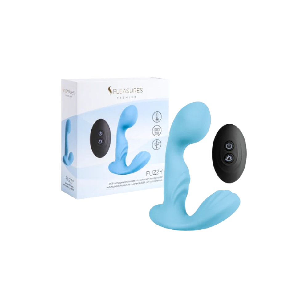 PLEASURES FUZZY Turquoise Remote-Controlled Prostate Stimulator with Box